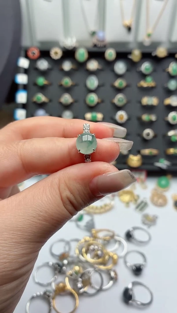 银S925镶嵌戒指翡翠.