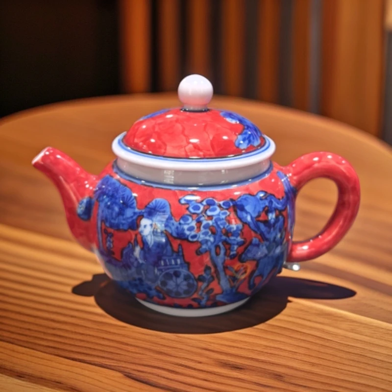 XD-ZH-XD3218红稀土红底鬼谷子茶壶+礼盒