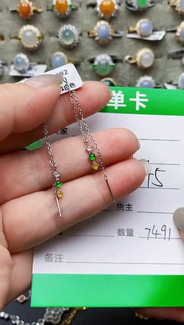 翡翠戒指银S925镶嵌7491