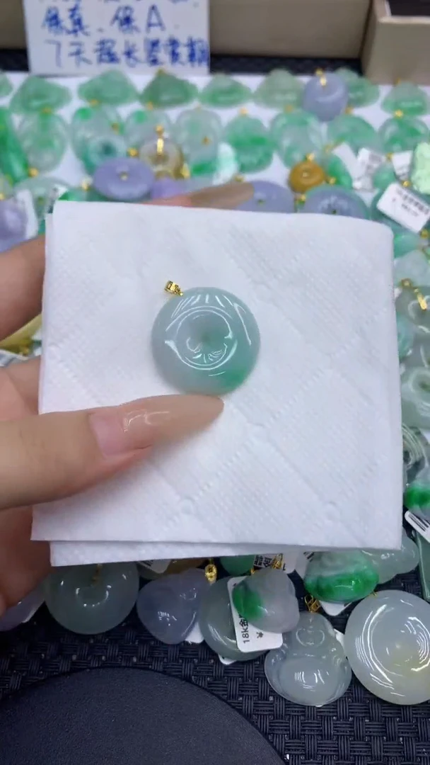 颈饰18K金镶嵌翡翠天然缅甸A货翡翠
