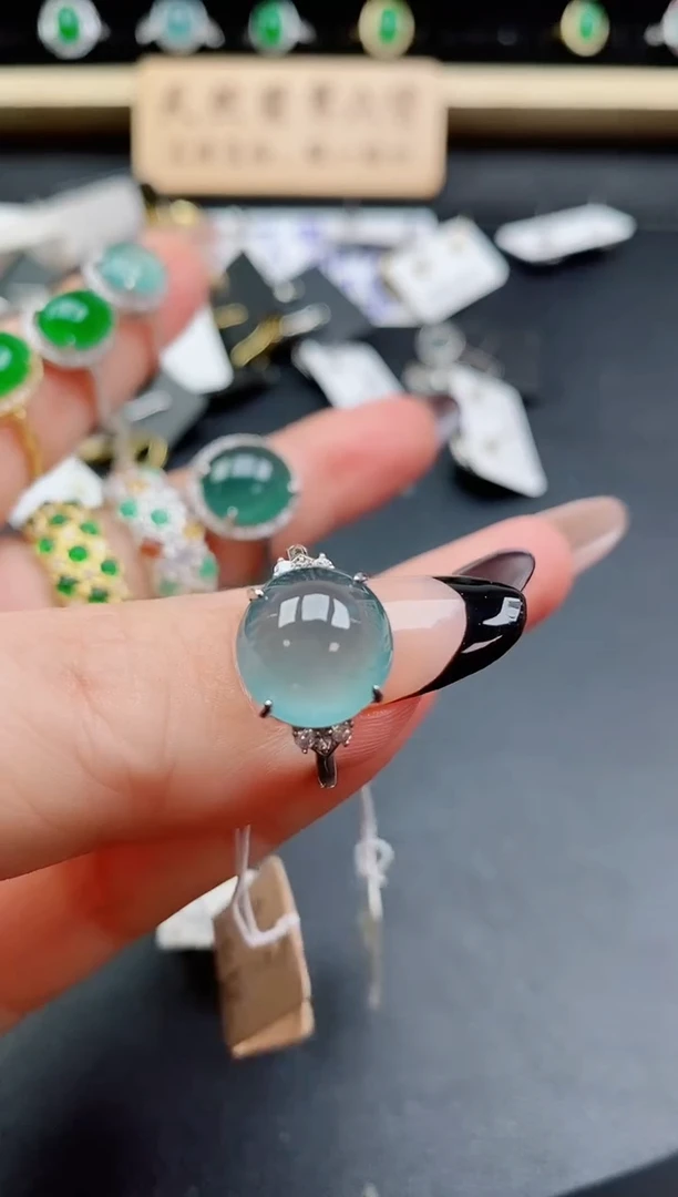 银S925镶嵌戒指翡翠1