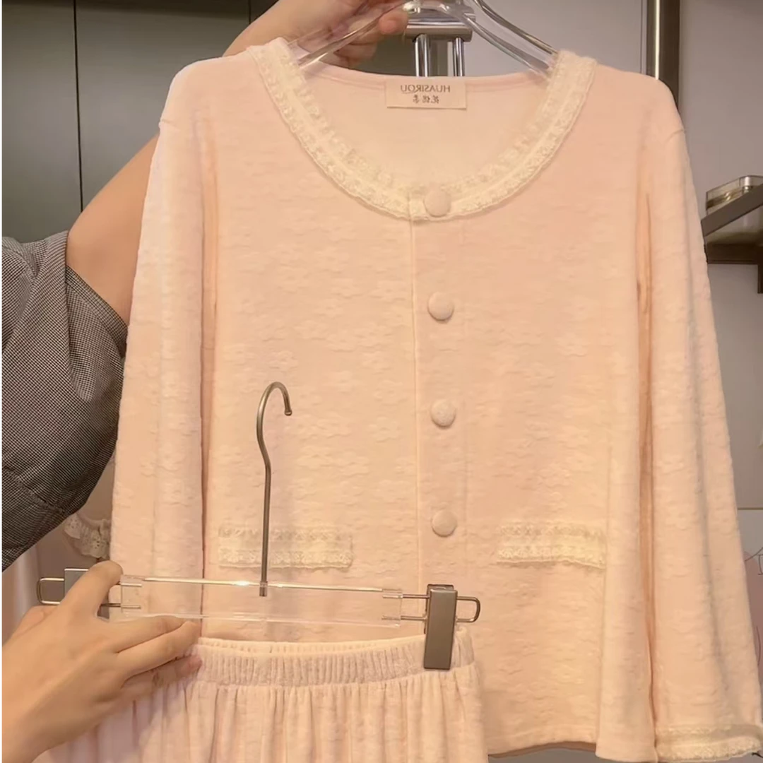 【小香风-浮雕梅花】2025新款海岛绒睡衣女秋冬薄款家居服舒适套装