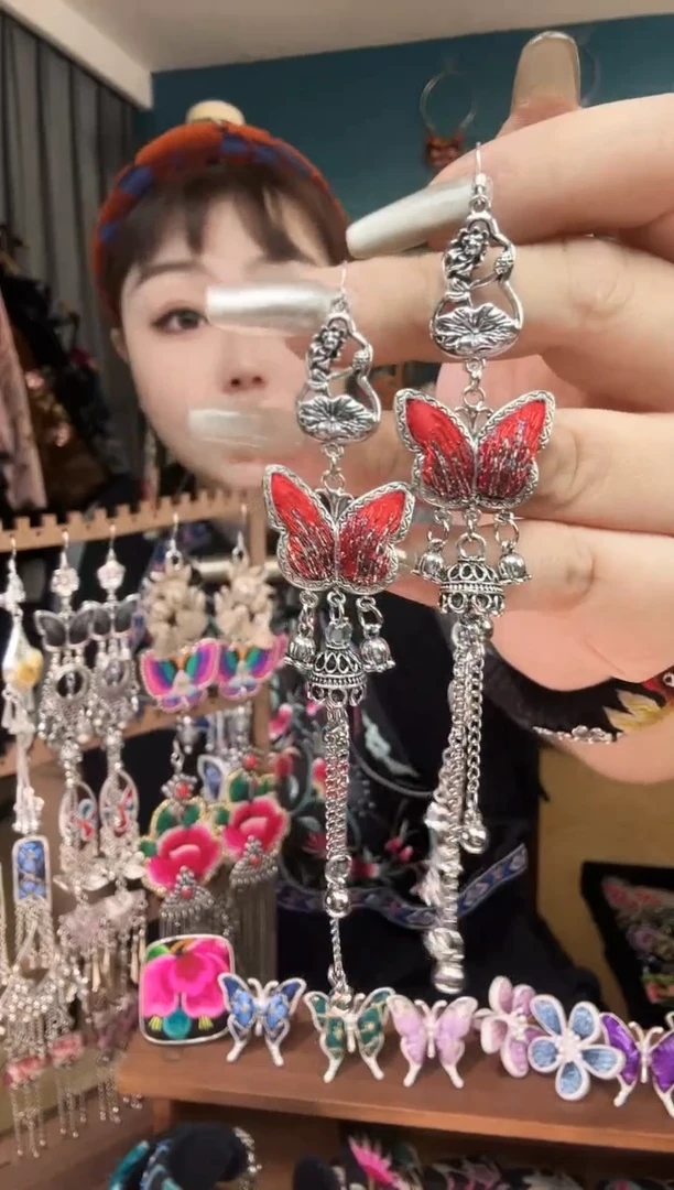 刺绣纯手工民族风刺绣耳环