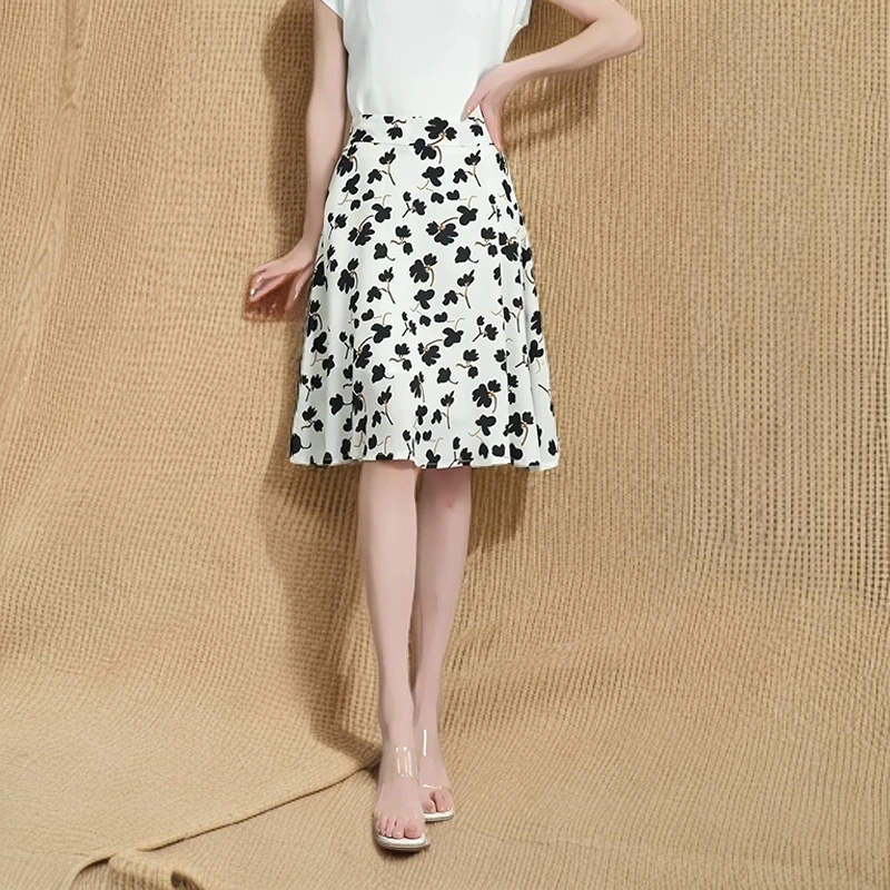 2025夏季新款a字碎花裙女垂感中长款高腰显瘦通勤半身裙气质裙子