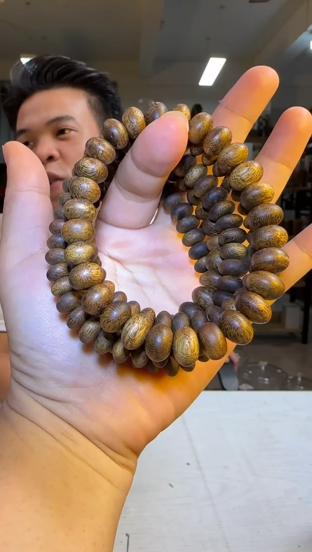 沉香手串99沉海南奇楠乌身圆叶算盘珠单圈10mm7g+多样性发1