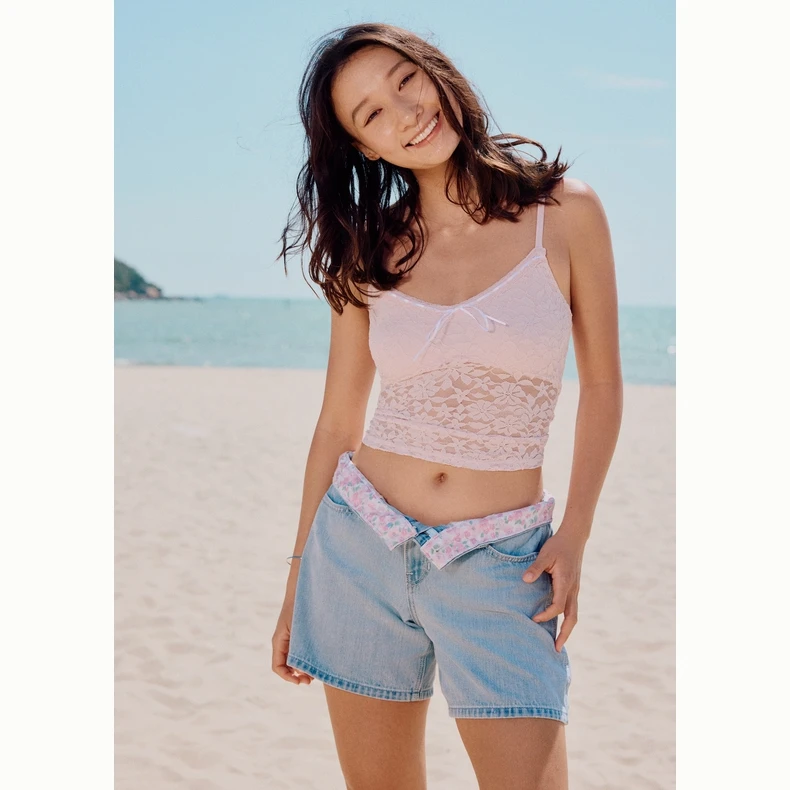 Hollister25夏辣妹甜美蕾丝系带内搭吊带背心女装KI339-5052