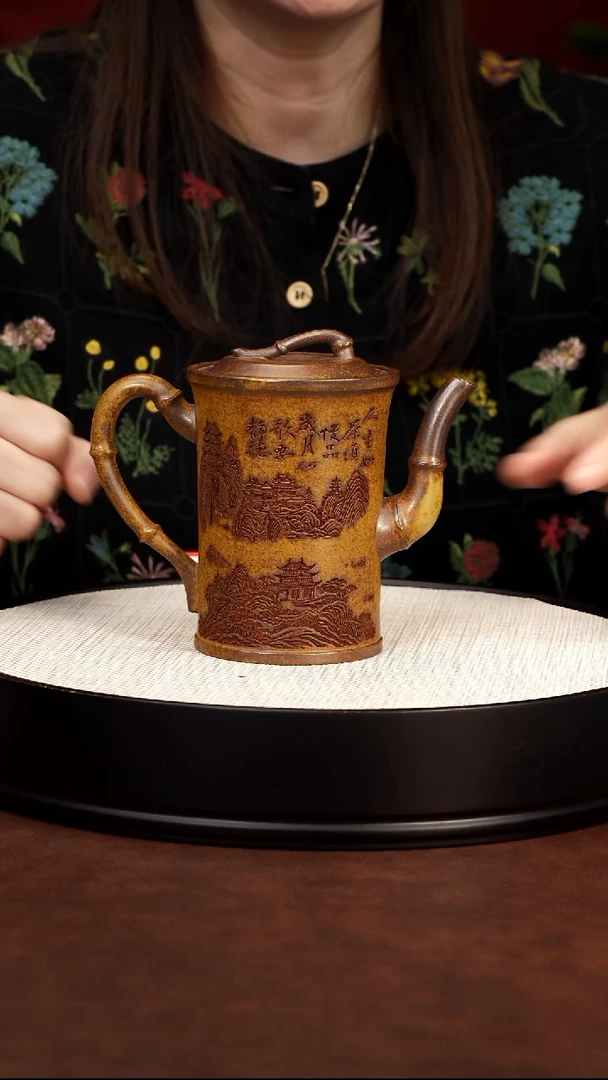茶壶紫砂古龙窑柴烧 高竹节 400cc顾林芬