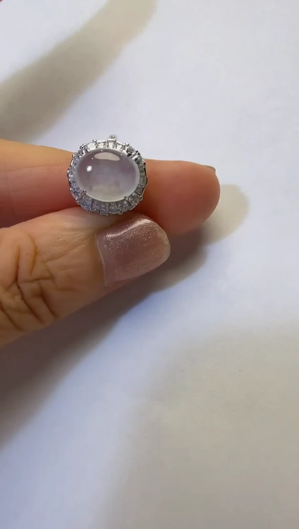 银S925镶嵌戒指翡翠925银镶缅甸A货翡翠戒指