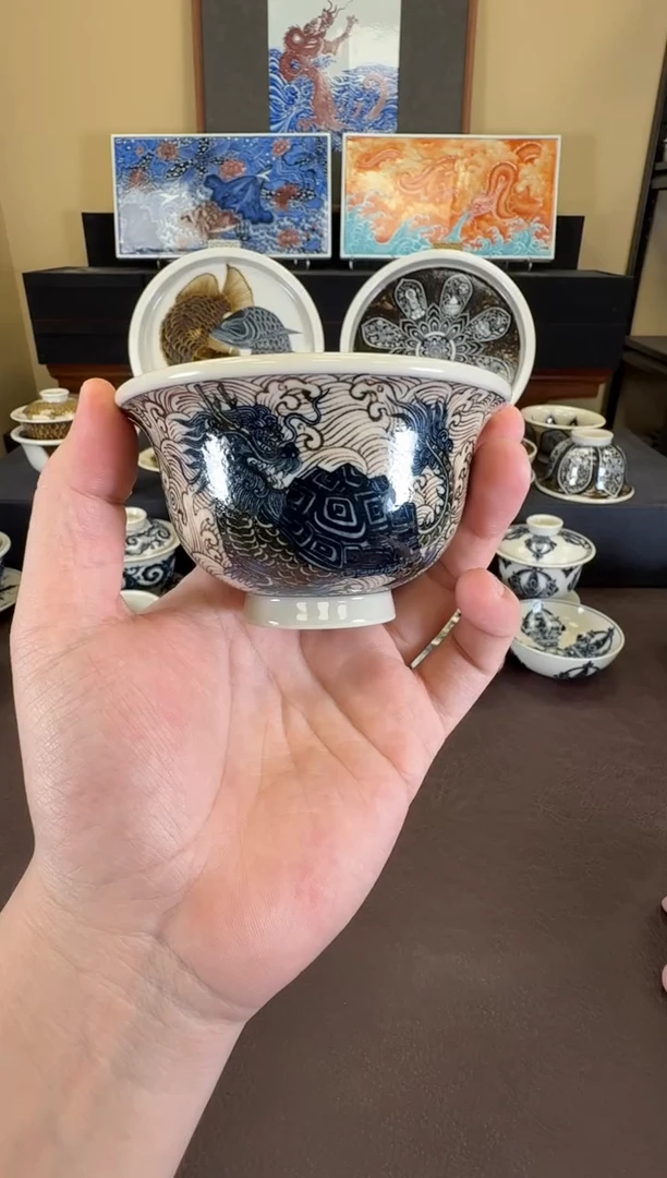 二号釉龙龟纹压手杯