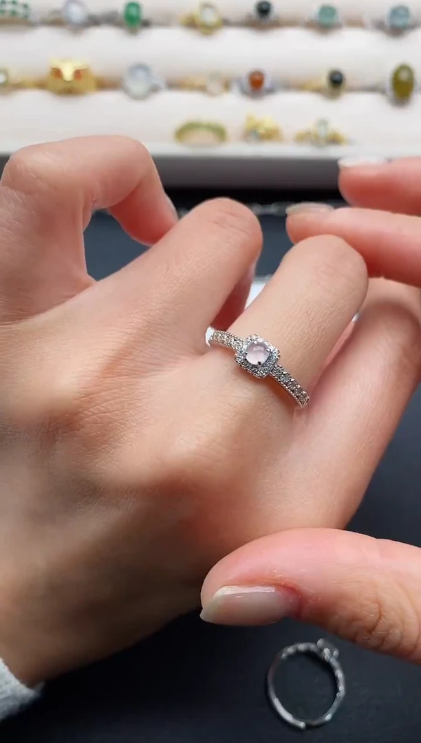 银S925镶嵌戒指翡翠6666666+6