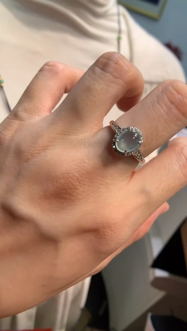 银S925镶嵌戒指翡翠戒指