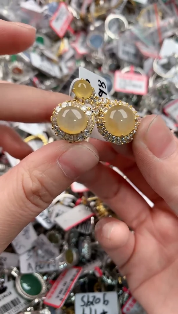 银S925镶嵌戒指翡翠666---6