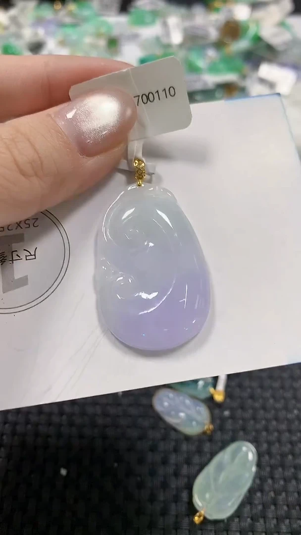 颈饰18K金镶嵌翡翠天然缅甸翡翠a货百元以上9元证书费自理