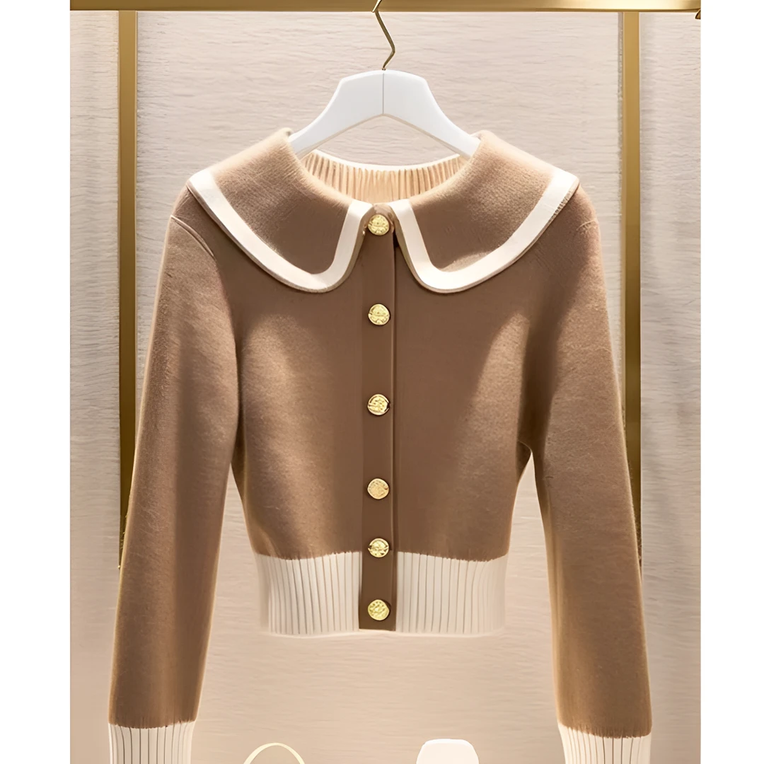 2025冬季爆款咖色毛衣短款外套女减龄洋气小个子加厚针织开衫上衣