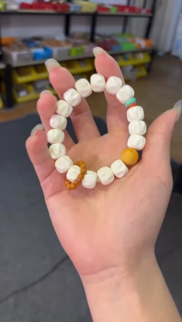 【闪购商品】石英质玉（黄龙玉）手链未镶嵌  百香籽牛骨黄龙玉