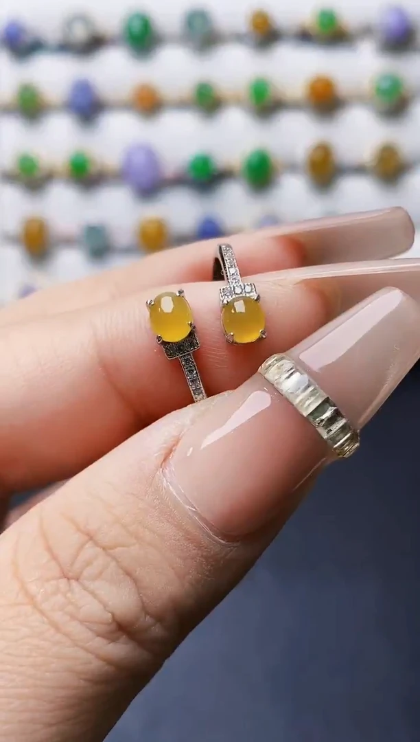 银S925镶嵌戒指翡翠0047