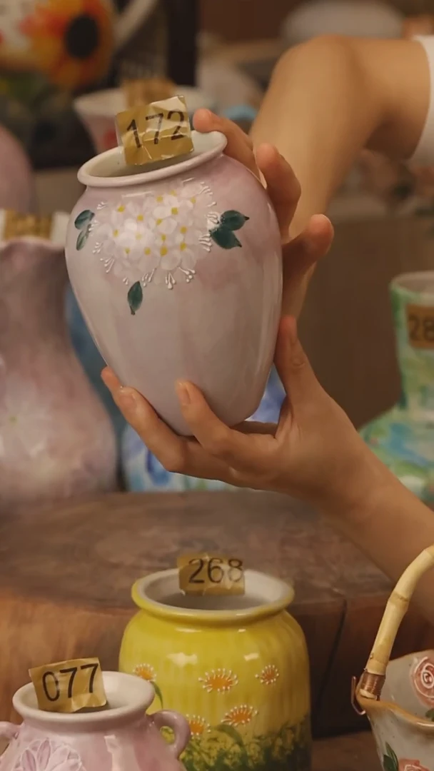 陶瓷景德镇设计师手作花器摆件侘寂风@M172@