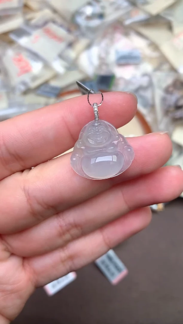 翡翠挂件18K金镶嵌—