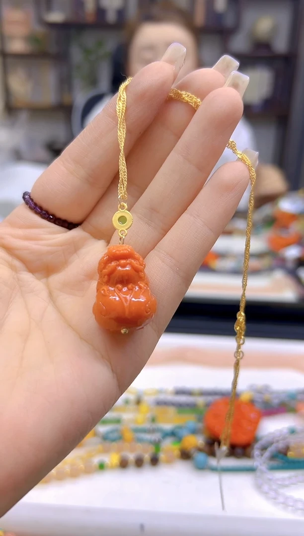 玛瑙/玉髓吊坠(赠链)银S925镀金镶嵌DIY款X18