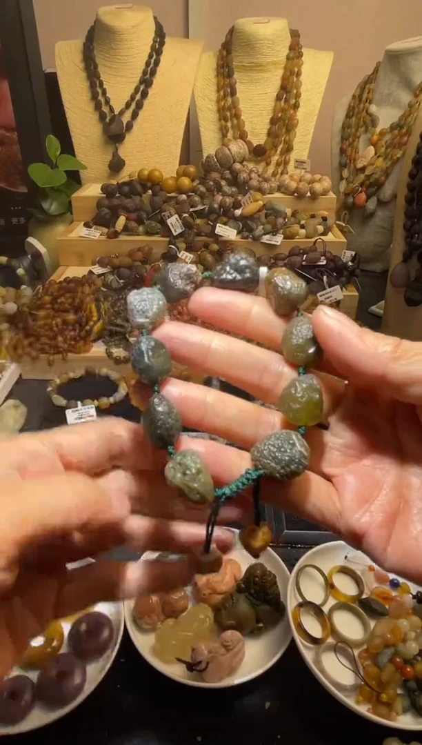 未镶嵌毛衣链玛瑙/玉髓绿筋脉玛瑙手链