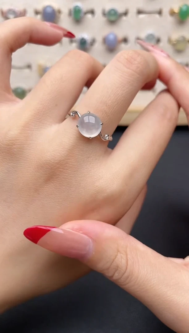 【闪购商品】翡翠戒指银S925镶嵌一物一证一礼盒