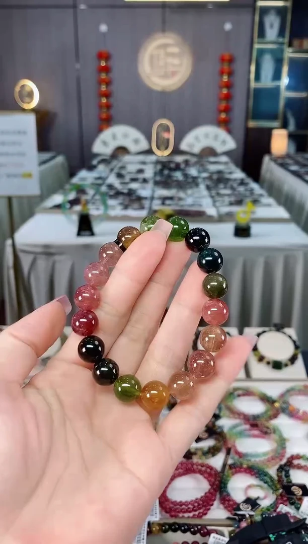 未镶嵌收藏级老矿碧玺单圈手串11mm+碧玺hon多样性发货一条
