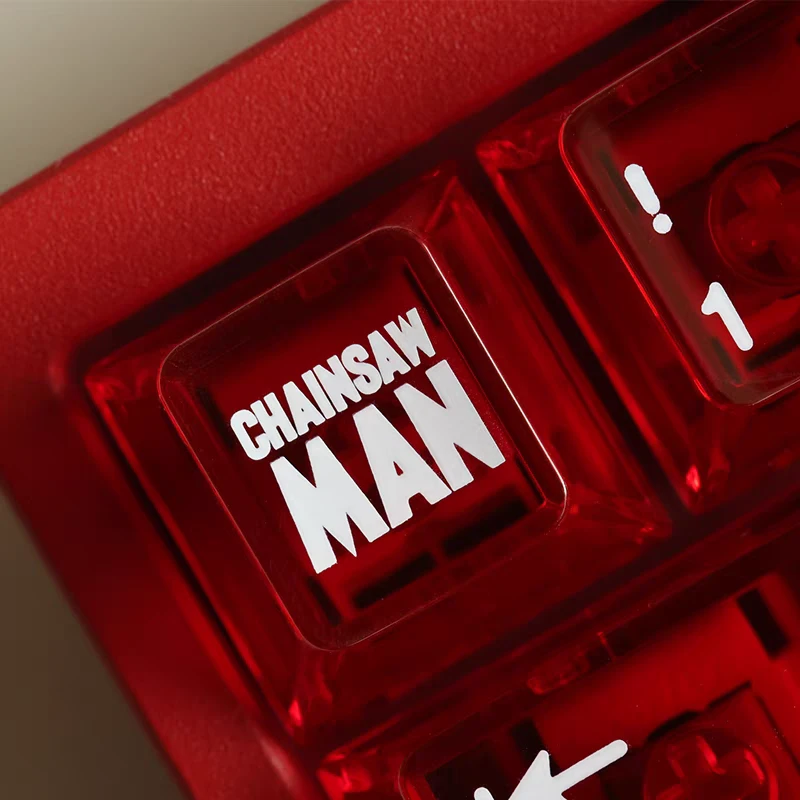 POWER!-PC透明红 DIY透明键帽 适配磁轴机械漫画风键帽Wooting