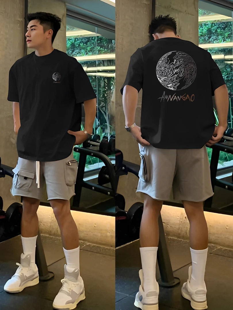 【重磅纯棉】美式短袖T恤简约休闲夏季宽松潮流百搭时尚印花爆款ins