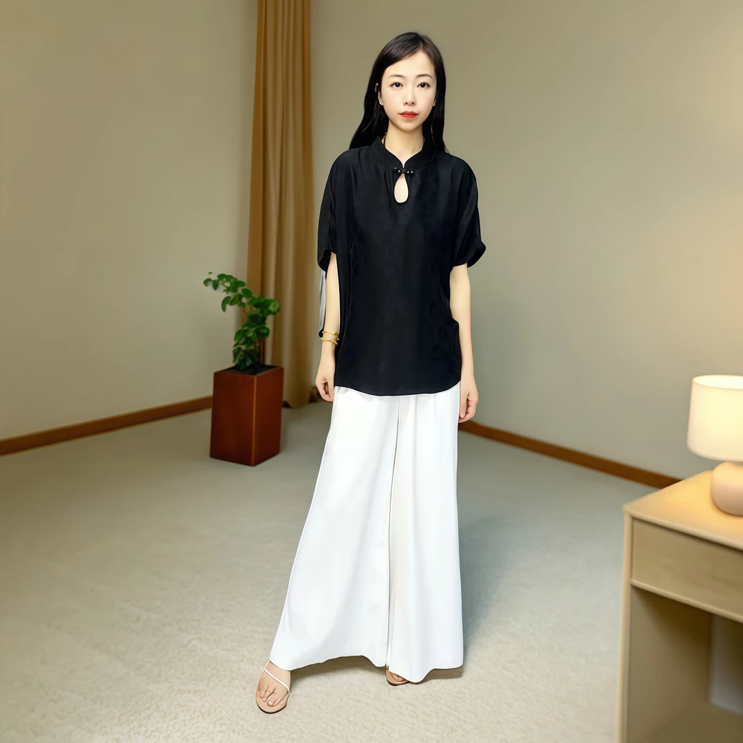 休闲时尚宽松夏季新中式中国风设计师气质优雅上衣25221