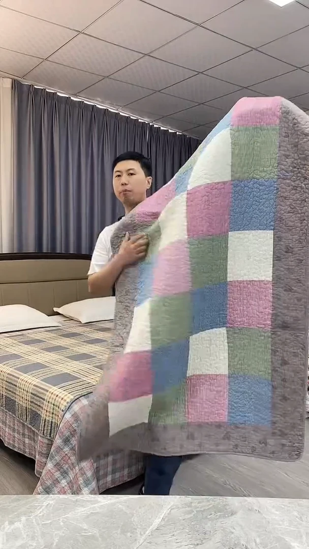 棉90cm*210cm 复古真拼（粉）