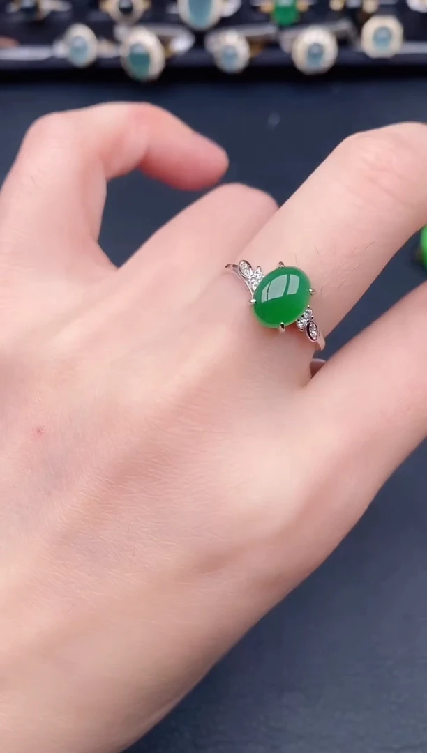 银S925镶嵌戒指翡翠天然a货翡翠40