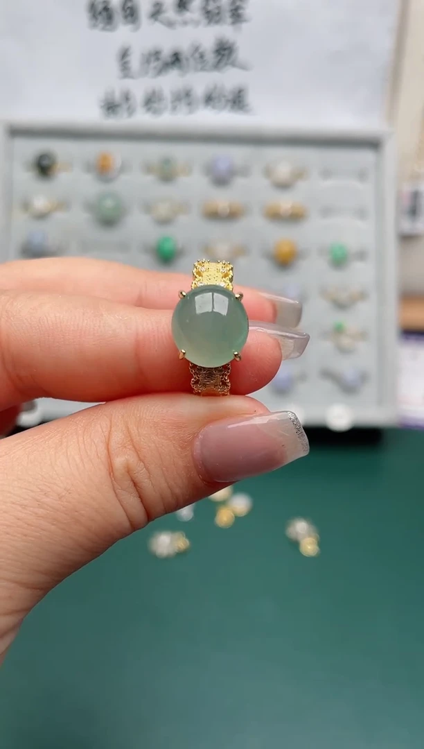 翡翠戒指银S925镶嵌.