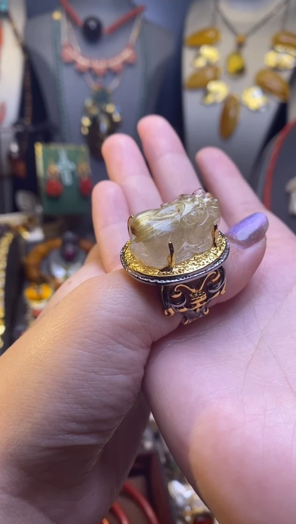 【闪购商品】水晶戒指银S925镶嵌天然发晶戒指