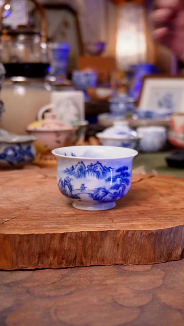 杯子陶山水手工手绘手工手绘