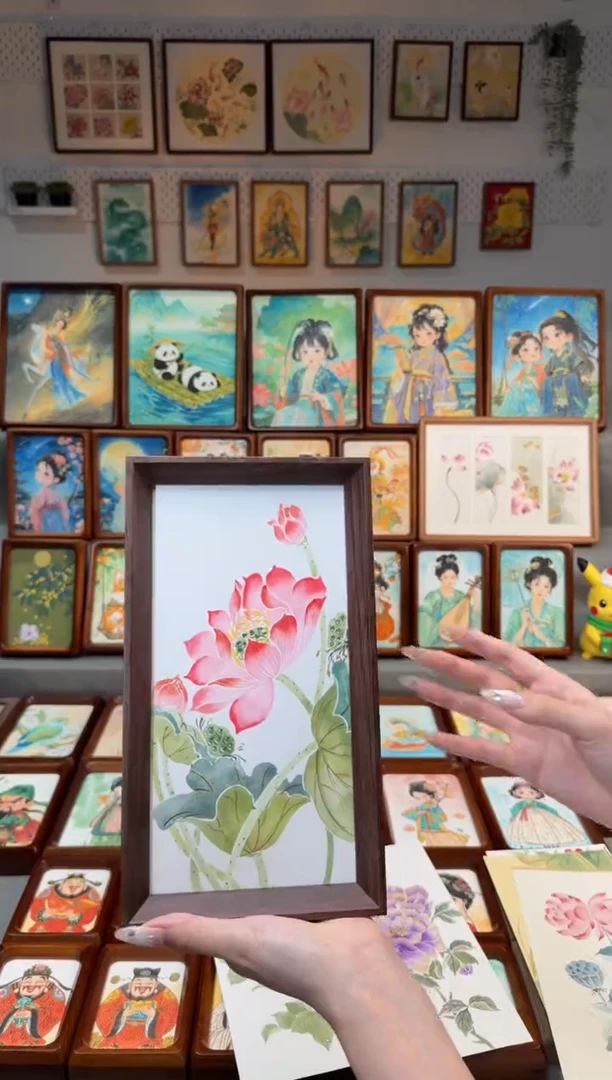 国画花苞荷花 手绘国画27