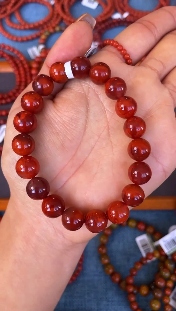 未镶嵌手串南红玛瑙N23凉山瓦西料SS级牛血满妖火焰10mm单圈