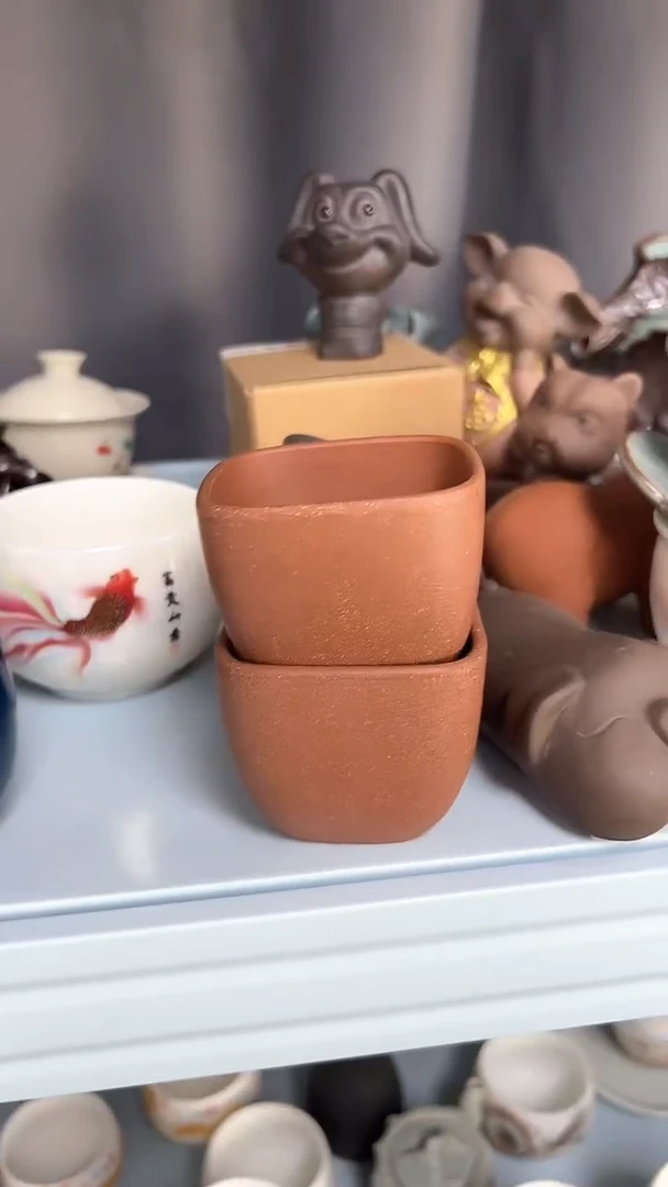 给钱就清 紫砂四方杯两只装