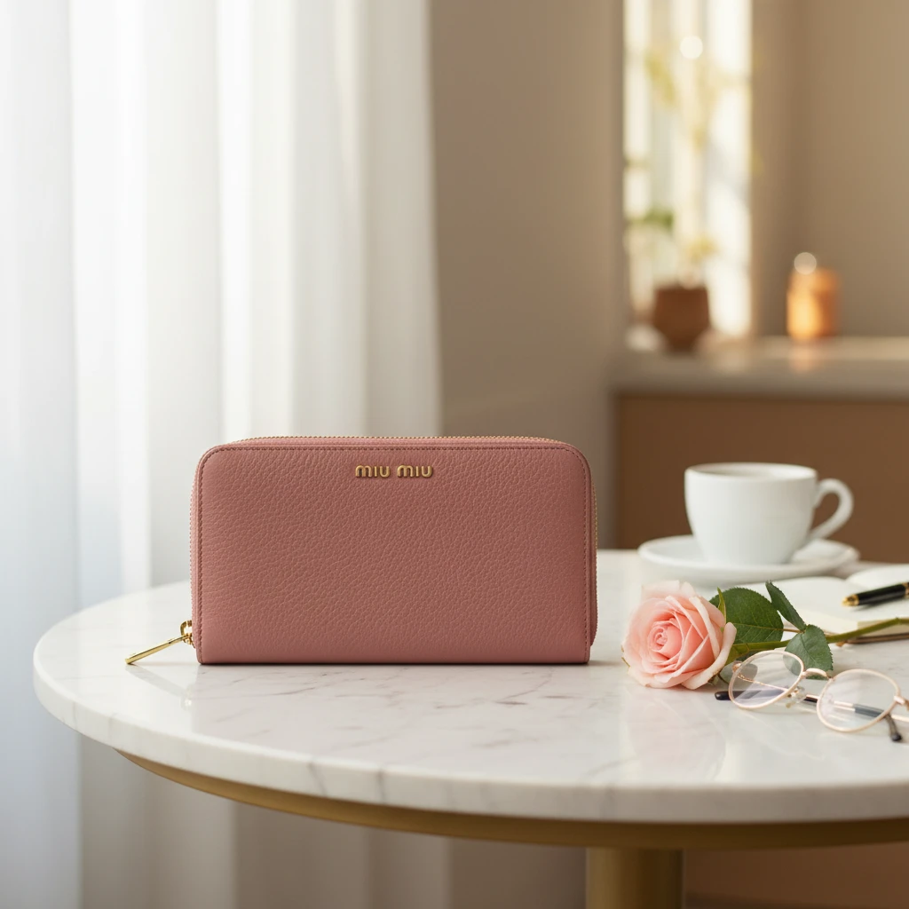 95新 MIU MIU/缪缪  粉色钱包 1736 5602