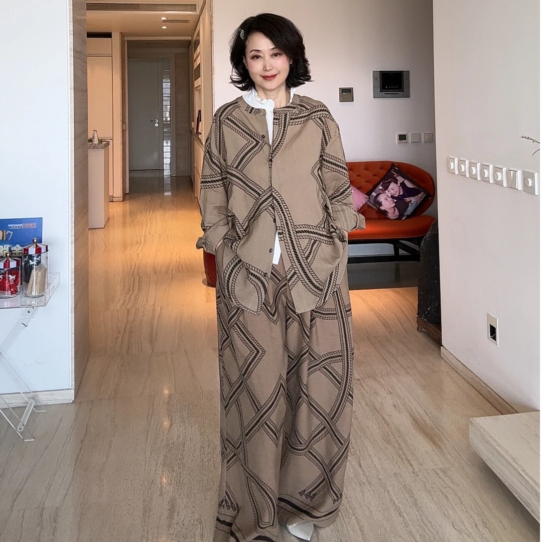 【维姐精选】MS 时尚宽松气质亚麻天丝套装