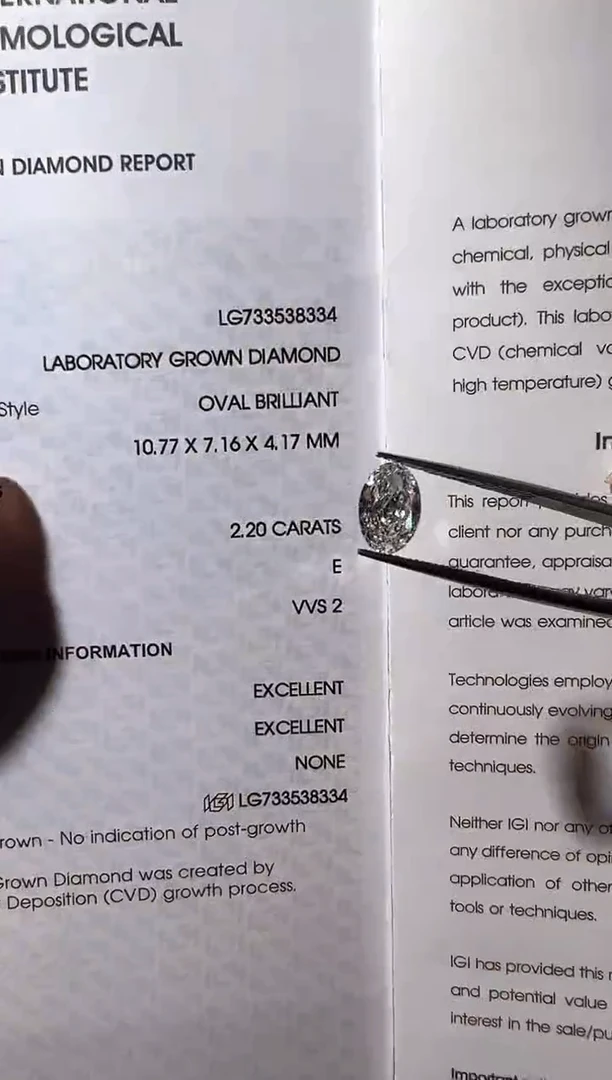 裸石实验室培育钻石十****常LG8334 2.2ct