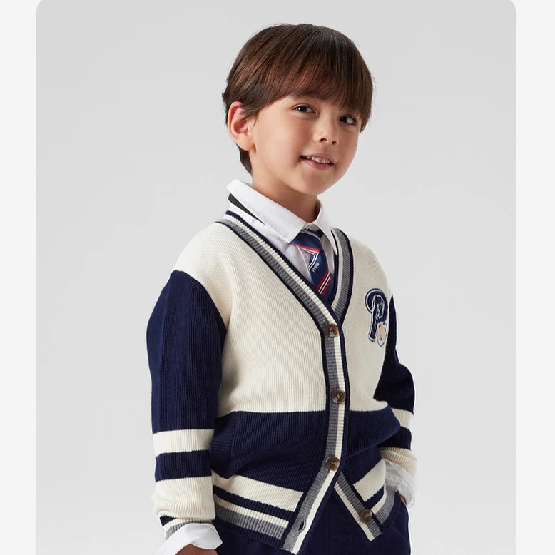 【商场同款】字母针织衫毛衣大同开衫常规V字领休闲撞色PCCKF1111M