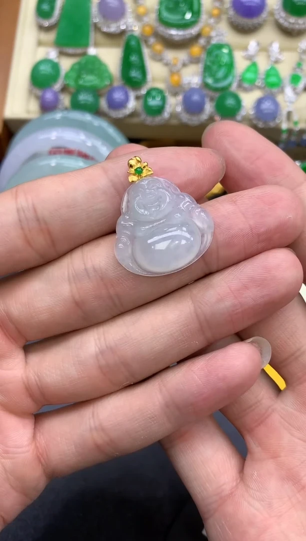 颈饰18K金镶嵌翡翠373-中国好珍宝