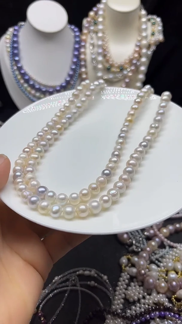 颈饰未镶嵌淡水珍珠多人毛衣链8-9mm