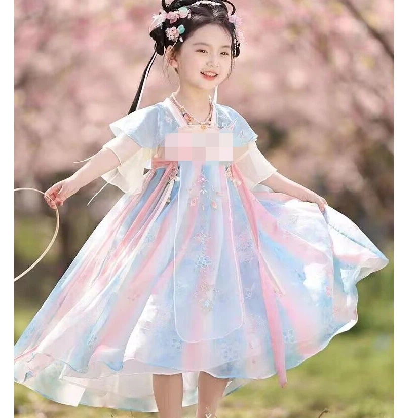 XXGZ06【海棠】汉服女童夏季超仙古风古装2025新款连衣裙唐装公主裙