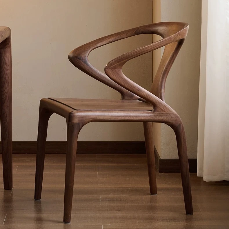 【剑椅】北美黑胡桃木高端餐椅剑椅现代简约扶手书椅餐桌椅子全实木