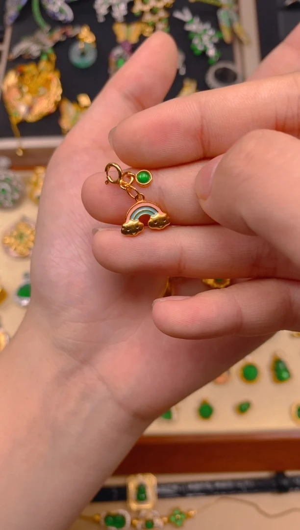 翡翠银S925镶嵌吊坠(不含链)彩虹