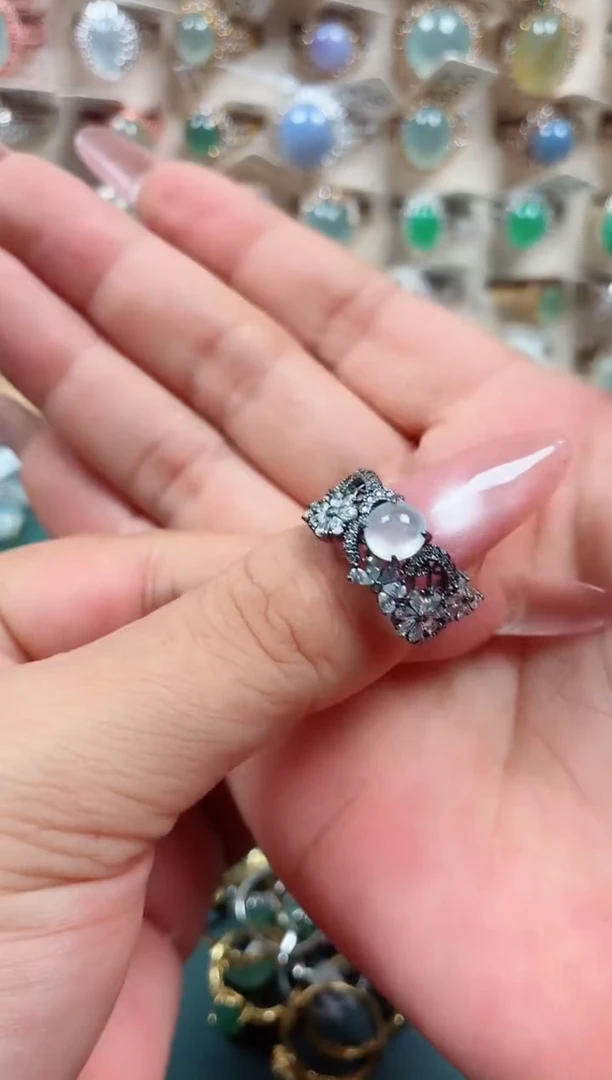 银S925镶嵌戒指翡翠.