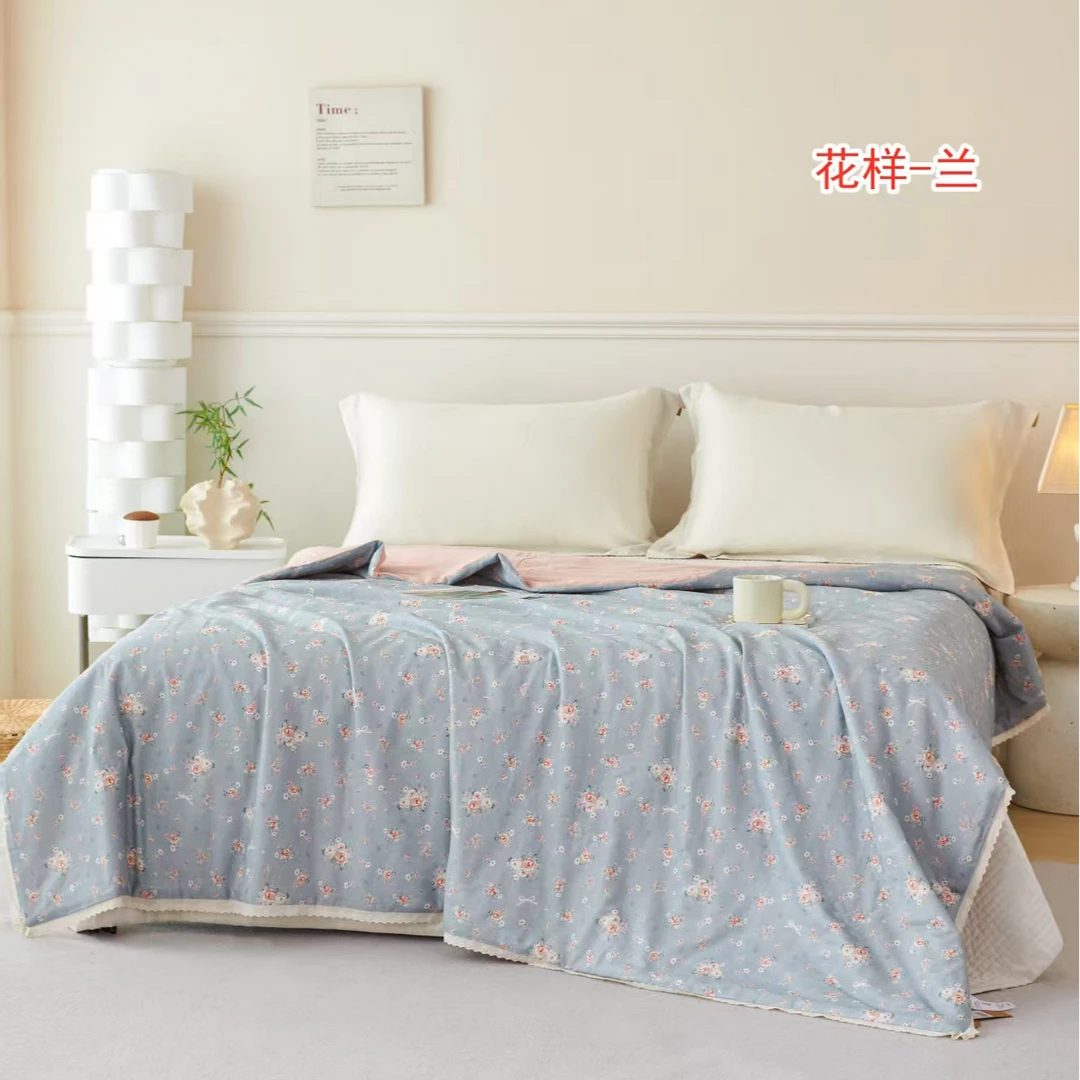 薄款纯棉夏凉被霜琳沙纯色宿舍夏被空调被凉感