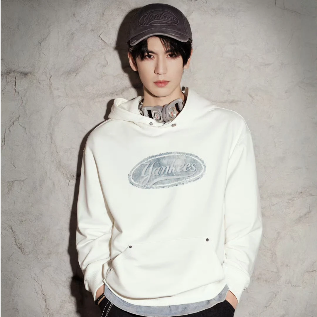 MLB张凌赫同款男女情侣复古运动套头宽松卫衣25春季新款3AHDM0551