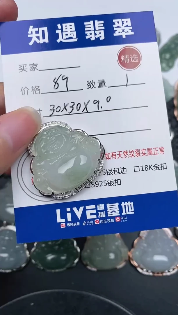 翡翠银S925镶嵌颈饰挂件